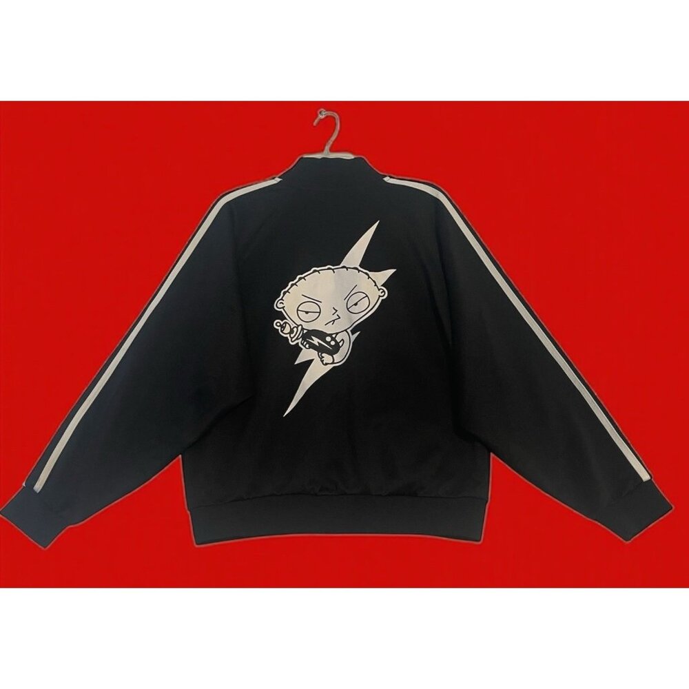 Fox Family Guy 2004 Stewie Black Track  Jacket Size Medium Lightening Bolt